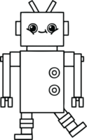 linje teckning tecknad serie av en robot png