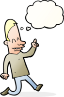 cartoon happy man pointing with thought bubble png