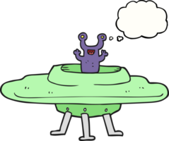 hand drawn thought bubble cartoon flying saucer png