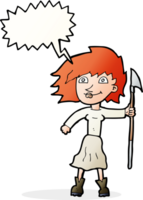 Cartoon-Frau mit Speer mit Sprechblase png