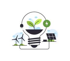 a light bulb shape with city and garden,save the planet and energy concept vector