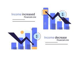 Financial arrows up and down,Chart with increase, decrease vector