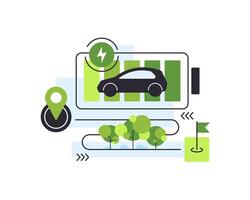 Battery range,Electric vehicle max travel distance,Modern EV and route vector