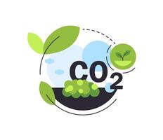 co2 neutro, carbono compensado, verde energía plana diseño icono vector