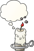 cartoon spooky candle with thought bubble in smooth gradient style png