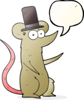 hand drawn speech bubble cartoon mouse wearing top hat png