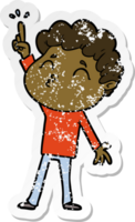 distressed sticker of a cartoon man pouting png
