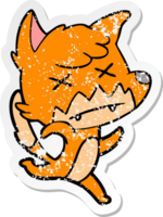 distressed sticker of a cartoon cross eyed fox png