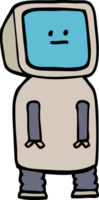 robot divertido de dibujos animados de estilo doodle dibujado a mano png