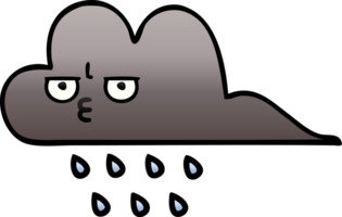 gradient shaded cartoon of a storm rain cloud png