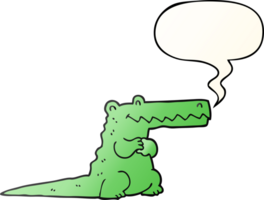 cartoon crocodile with speech bubble in smooth gradient style png