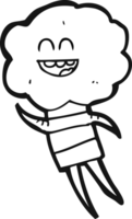 hand drawn black and white cartoon cute cloud head creature png