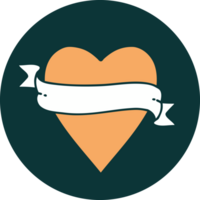 iconic tattoo style image of a heart and banner png