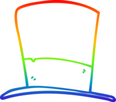 rainbow gradient line drawing of a cartoon top hat png