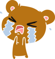 hand drawn cartoon of a cute crying bear png