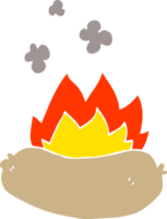 cartoon doodle burning sausage png