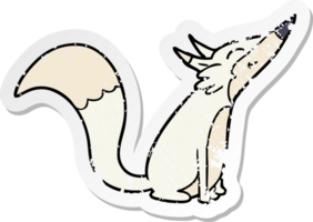 distressed sticker of a cartoon arctic fox png