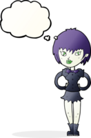 cartoon pretty vampire girl with thought bubble png