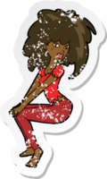 retro distressed sticker of a cartoon woman with big hair png