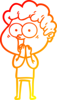 warm gradient line drawing of a cartoon happy man png