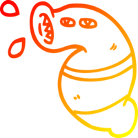 warm gradient line drawing of a cartoon monster leech png