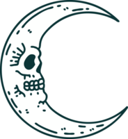 iconic tattoo style image of a skull moon png