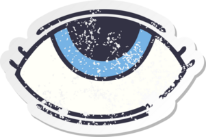 distressed sticker of a cute cartoon eye looking up png