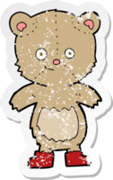 retro distressed sticker of a cartoon cute teddy bear png