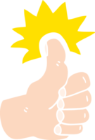 flat color illustration cartoon thumbs up symbol png