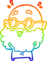 rainbow gradient line drawing of a cute surprised old man png