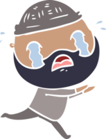 flat color style cartoon bearded man crying png