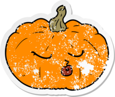 distressed sticker of a cartoon pumpkin png