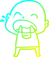 cold gradient line drawing of a cartoon shouting bald man png