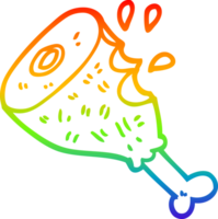 rainbow gradient line drawing of a cartoon cooked meat png