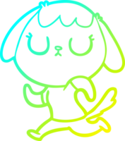 cold gradient line drawing of a cute cartoon dog png