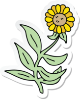 klistermärke av en udda handritad tecknad blomma png