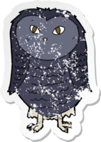 retro distressed sticker of a cartoon owl png