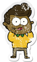 distressed sticker of a cartoon staring man png