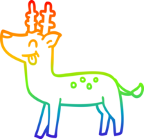 rainbow gradient line drawing of a cartoon happy deer png