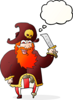 main tiré pensée bulle dessin animé pirate capitaine png