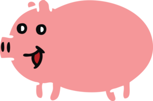 flat color retro cartoon of a pig png