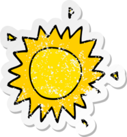 distressed sticker of a cartoon sun png