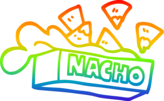 Regenbogen Gradient Linie Zeichnung von ein Karikatur Nacho Box png