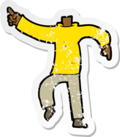 retro distressed sticker of a cartoon pointing body png