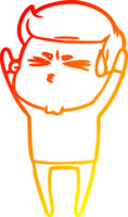 warm gradient line drawing of a cartoon man sweating png