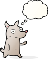 dessin animé petit chien agitant avec bulle de pensée png