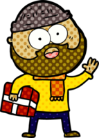 dessin animé barbu avec cadeau png