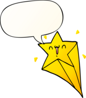 cartoon shooting star with speech bubble in smooth gradient style png