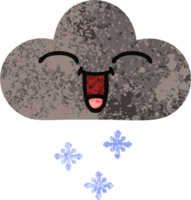 rétro illustration style dessin animé de une orage neige nuage png