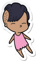 sticker of a cartoon squinting girl png